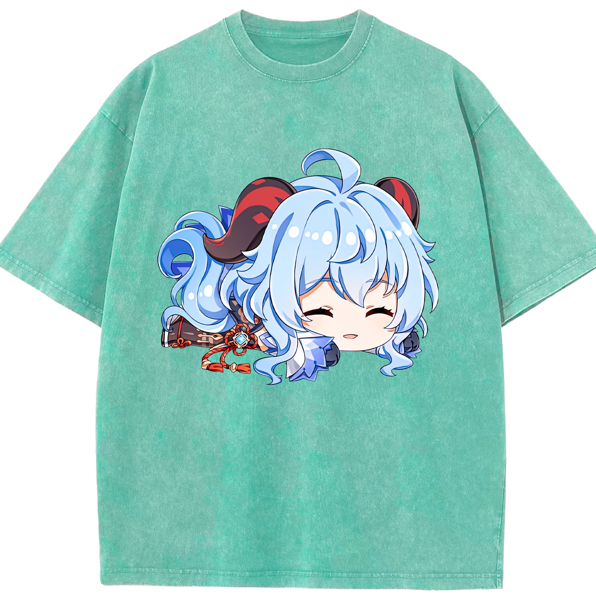 げんし神 甘雨 かんう genshin Ganyu 綿100% ヴィンテージ風 半袖Tシャツ（フロントプリント）